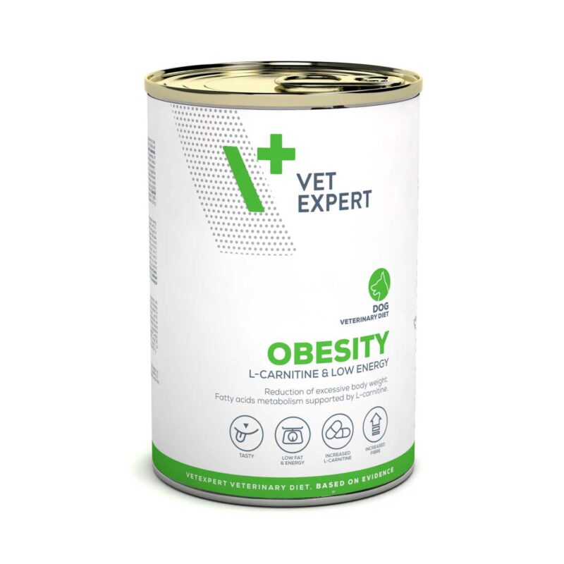 Karma dla psów z nadwagą – jak zadbać o zdrowie? 3 vet expert obesity dog 400g mokra karma weterynaryjna dla psow